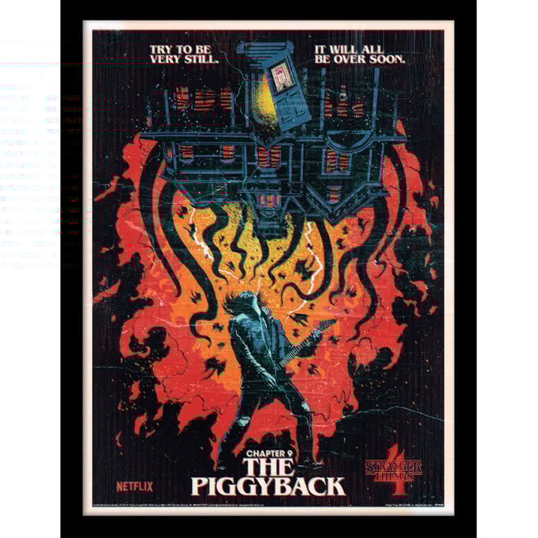 Stranger Things High Resolution Framed Art Print - Black Shatterproof Frame Collectible