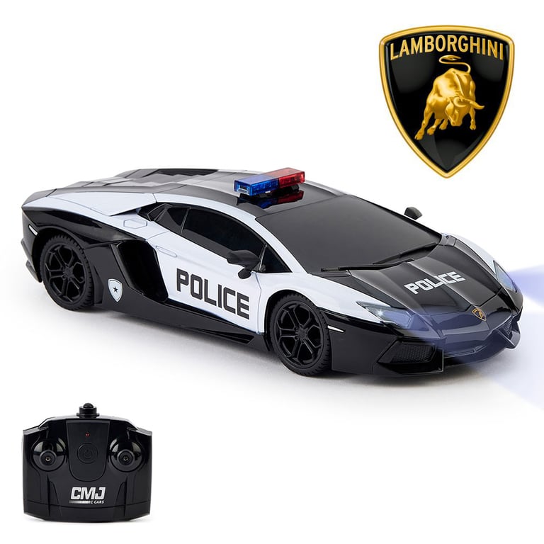 Lamborghini Aventador 1:24 Scale Police Radio Controlled Car with Spring Suspension and LED Headlights