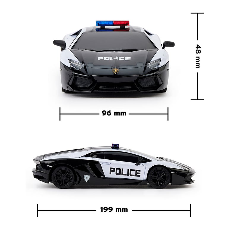 Lamborghini Aventador 1:24 Scale Police Radio Controlled Car with Spring Suspension and LED Headlights