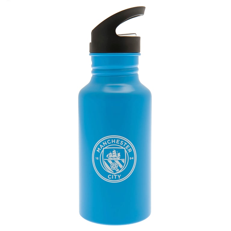 Manchester City FC Kevin De Bruyne Aluminium Drinks Bottle - Matt Blue Finish with Club Crest and Screw Top Lid