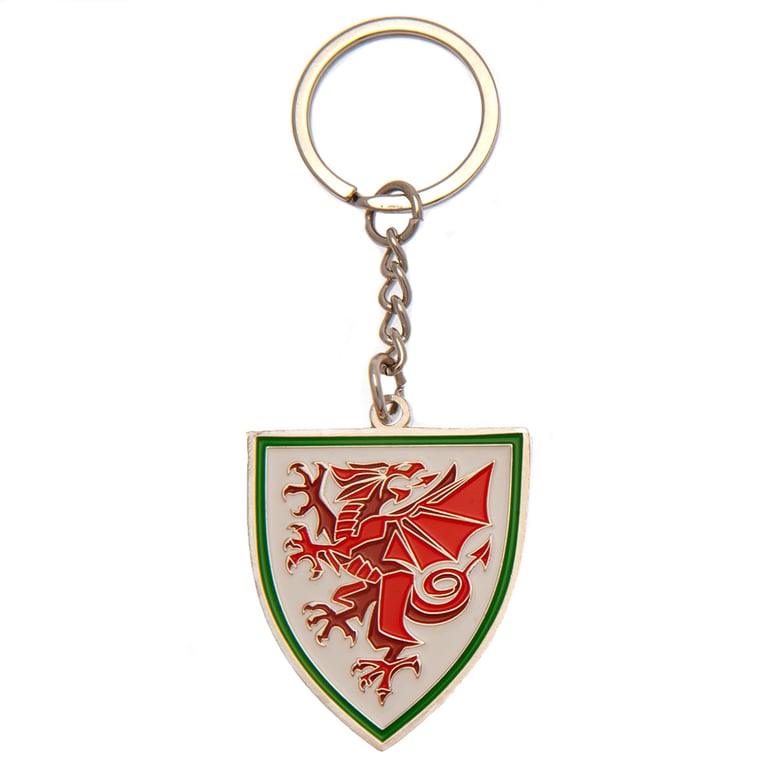 FA Wales Crest Metal Keychain with Enamel Infill and Silver Finish