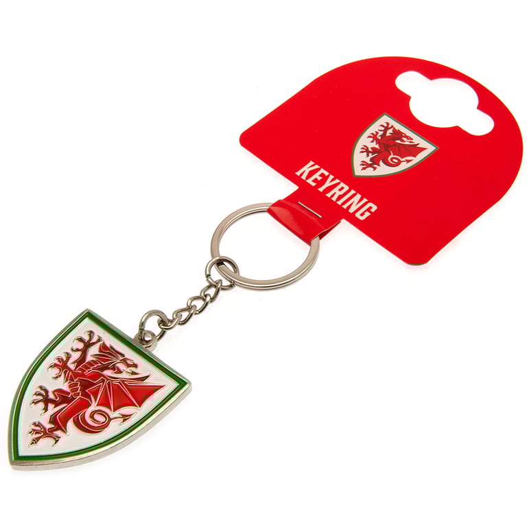 FA Wales Crest Metal Keychain with Enamel Infill and Silver Finish
