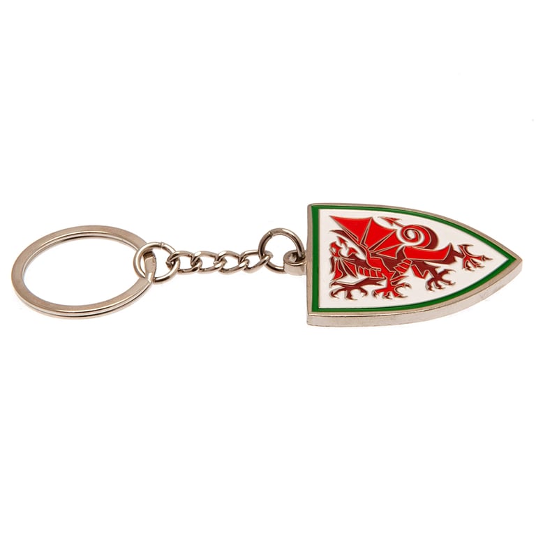 FA Wales Crest Metal Keychain with Enamel Infill and Silver Finish