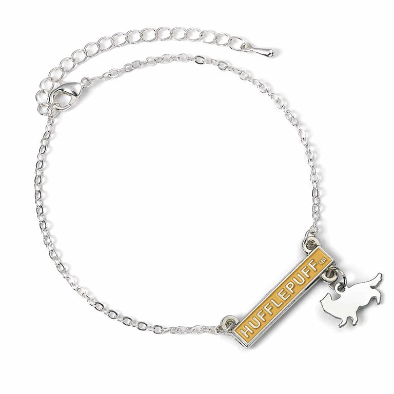Silver Plated Hufflepuff Harry Potter Bar Bracelet - Hogwarts Charm Accessory
