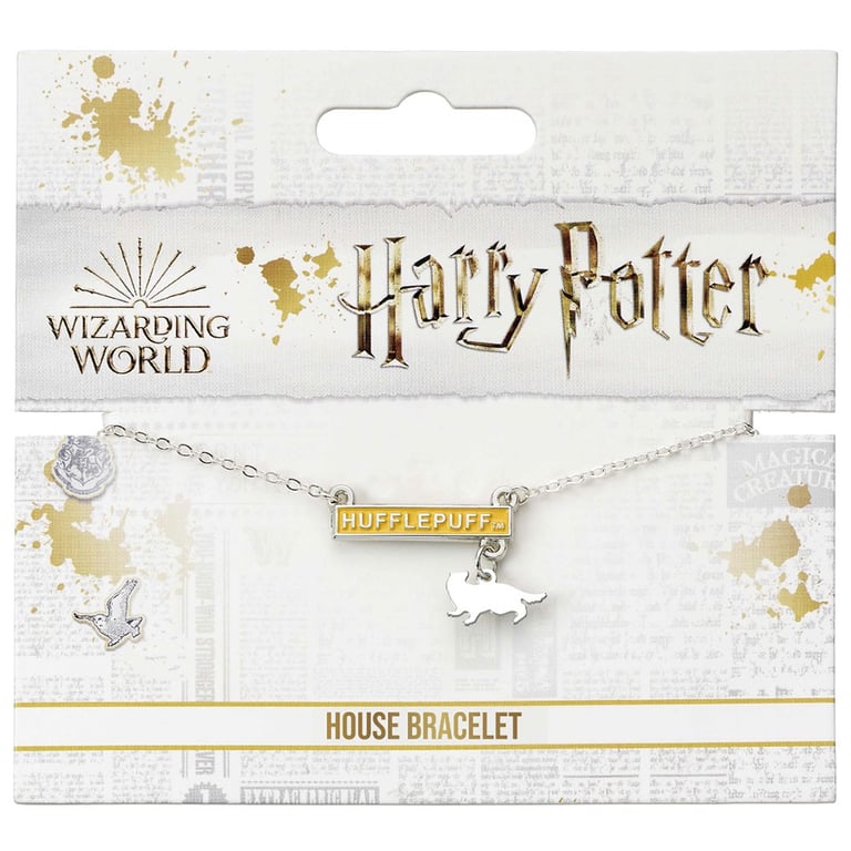Silver Plated Hufflepuff Harry Potter Bar Bracelet - Hogwarts Charm Accessory