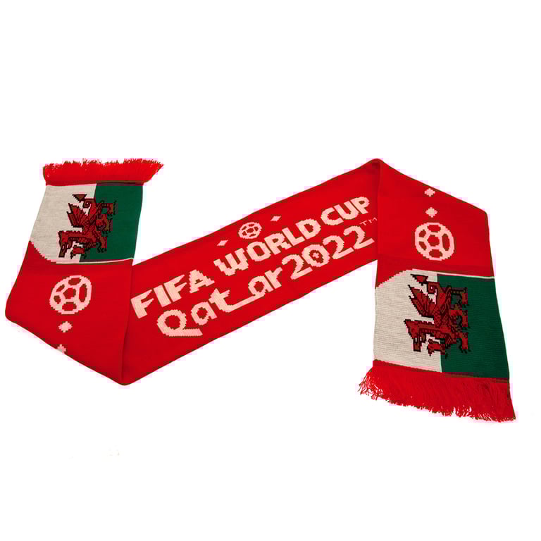 FIFA World Cup Qatar 2022 Wales Official Red Jacquard Knit Scarf