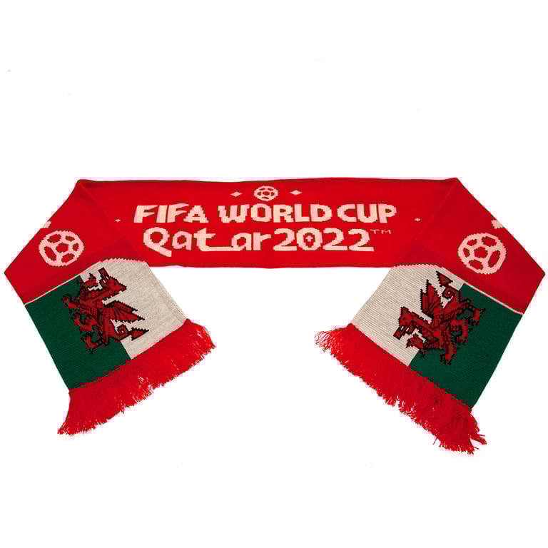 FIFA World Cup Qatar 2022 Wales Official Red Jacquard Knit Scarf