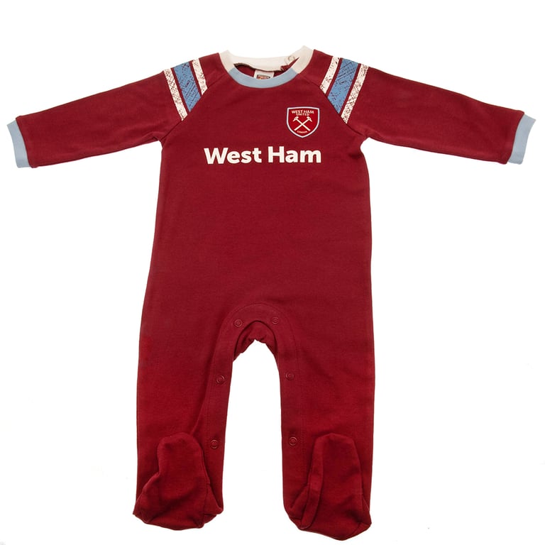 West Ham United FC Claret Blue Cotton Sleepsuit, 9-12 Months, Soft & Comfortable Fit