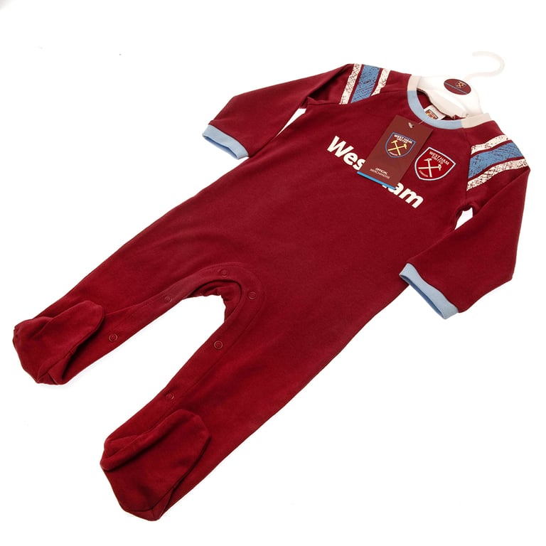 West Ham United FC Claret Blue Cotton Sleepsuit, 9-12 Months, Soft & Comfortable Fit