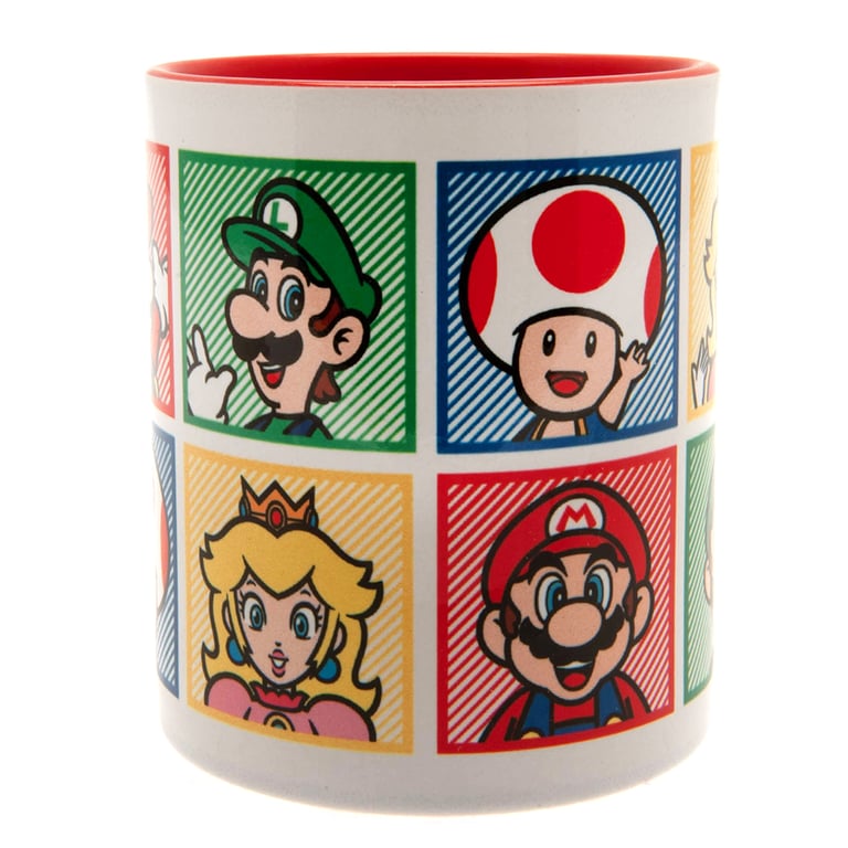 Super Mario Ceramic Coffee Mug with Red Handle and Game Character Design