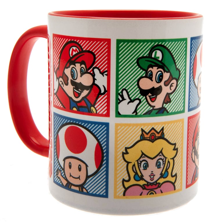Super Mario Ceramic Coffee Mug with Red Handle and Game Character Design