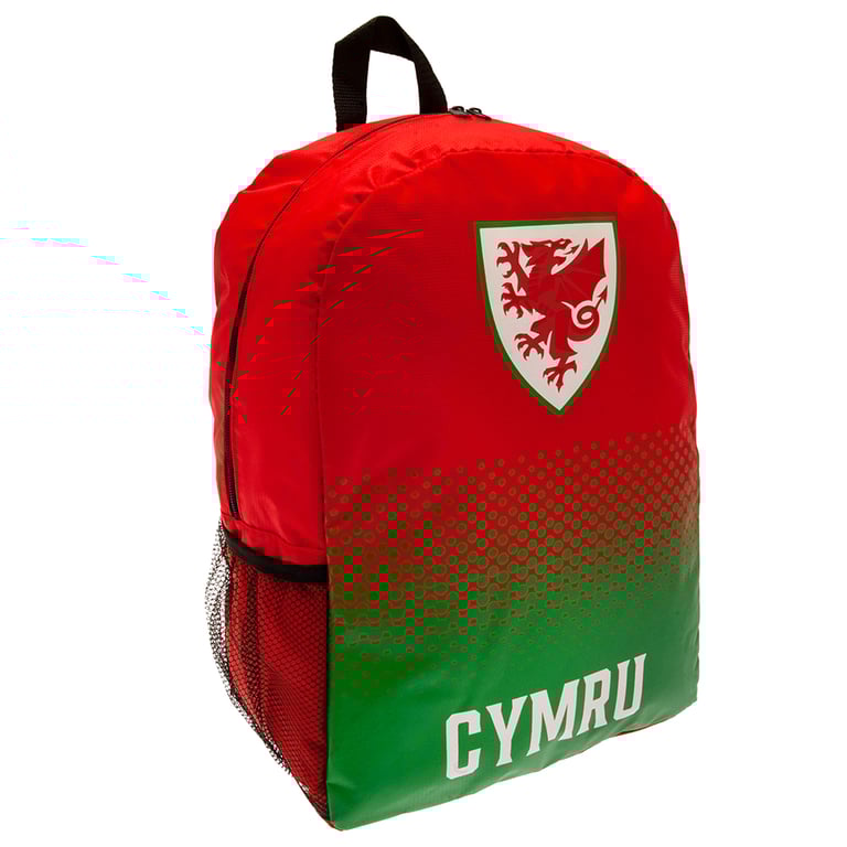 FA Wales Fade Design Crest Backpack with Padded Back Panel and Adjustable Straps