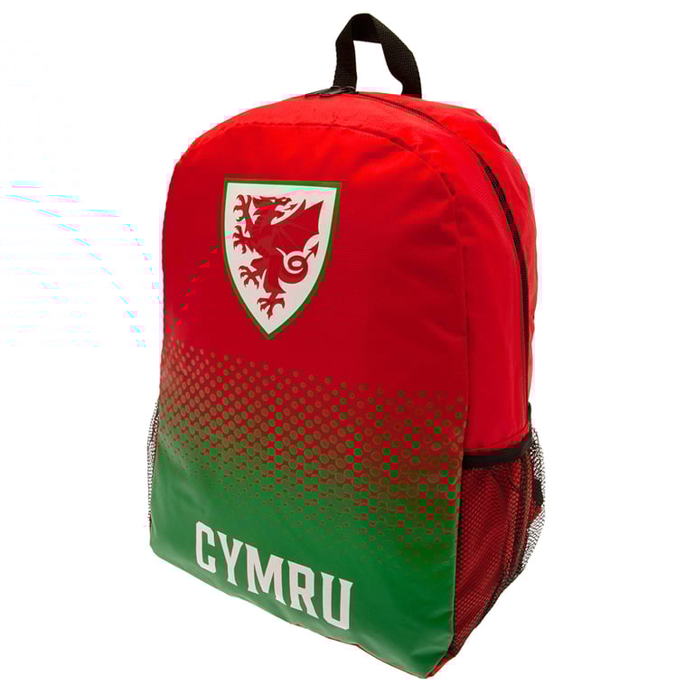 FA Wales Fade Design Crest Backpack with Padded Back Panel and Adjustable Straps