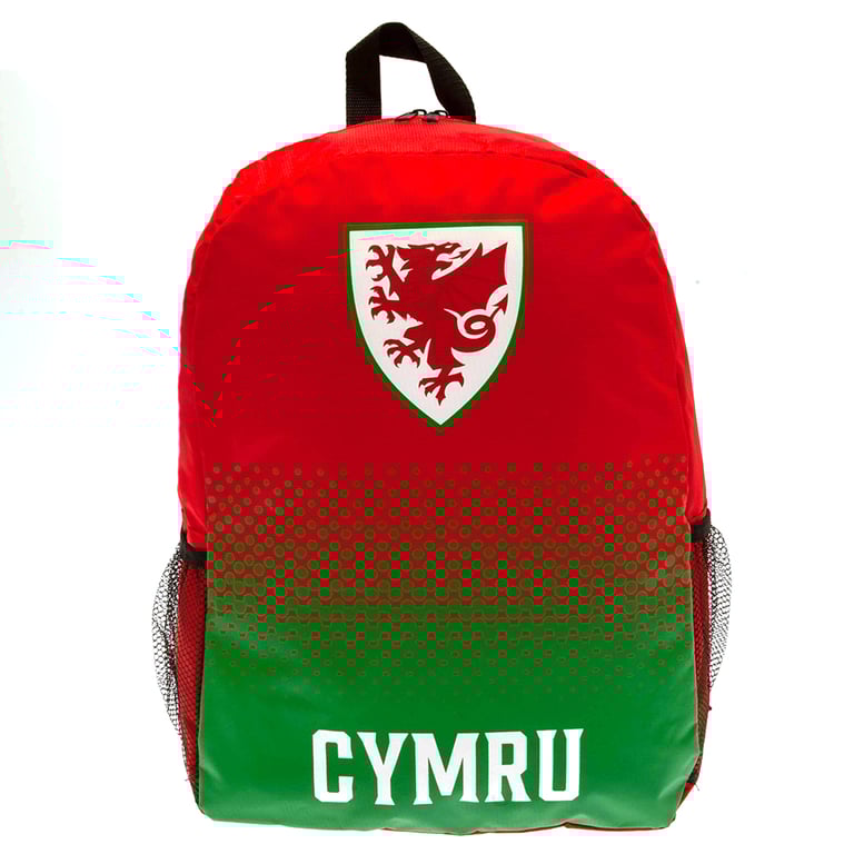 FA Wales Fade Design Crest Backpack with Padded Back Panel and Adjustable Straps