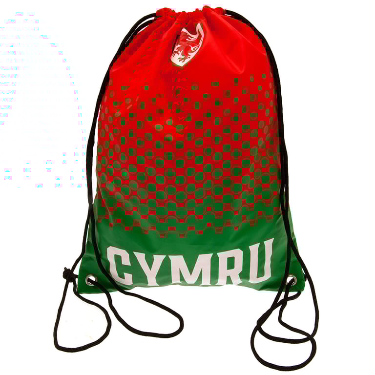 FA Wales Fade Crest Gym Bag with CYMRU Text and Metal Eyelets