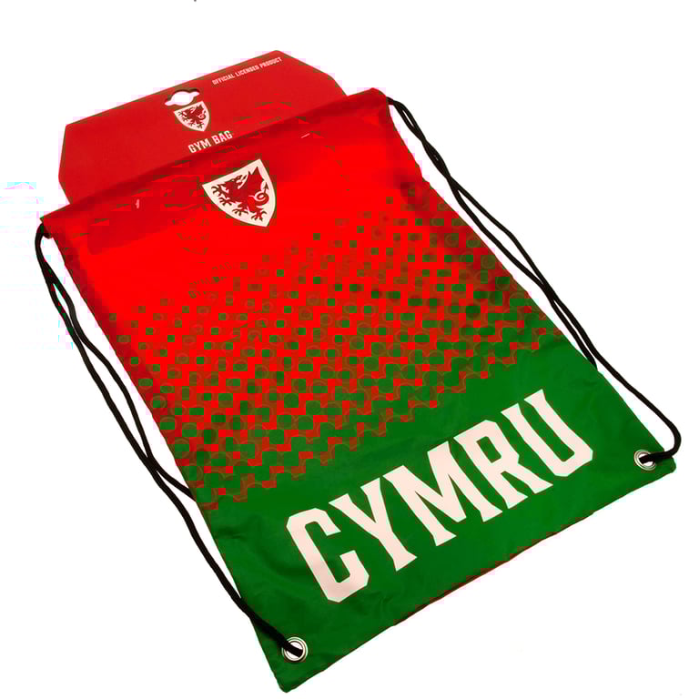 FA Wales Fade Crest Gym Bag with CYMRU Text and Metal Eyelets