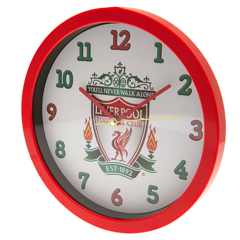 Liverpool FC Red Wall Clock with Classic Crest and White Face
