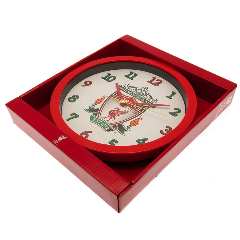 Liverpool FC Red Wall Clock with Classic Crest and White Face