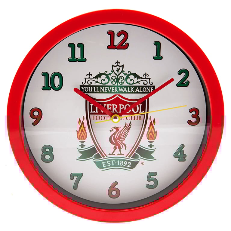 Liverpool FC Red Wall Clock with Classic Crest and White Face