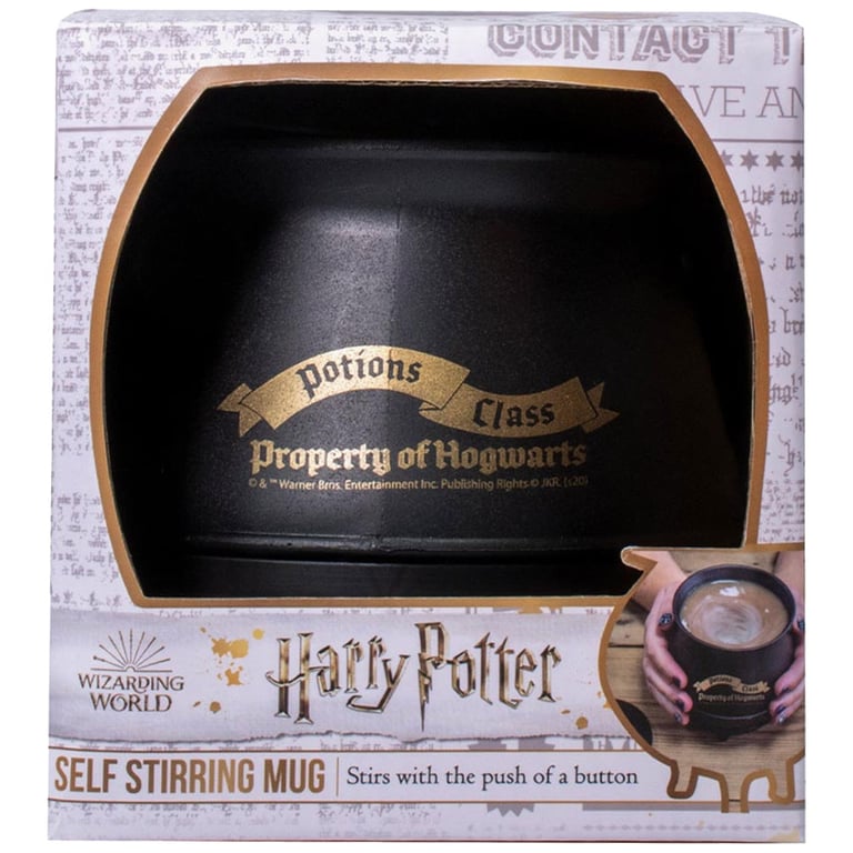 Harry Potter 3D Self-Stirring Cauldron Mug - Magic Brewing Cup with Lid and Automatic Stirring Feature