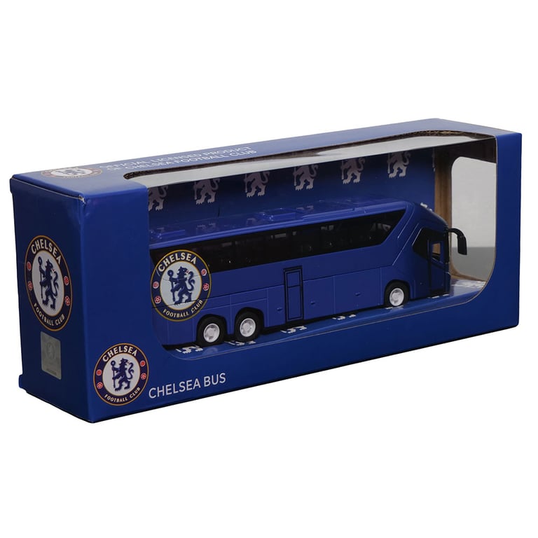 Chelsea FC Diecast Team Bus - Scaled Replica with Functioning Wheels and Opening Doors