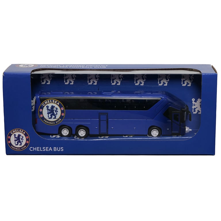 Chelsea FC Diecast Team Bus - Scaled Replica with Functioning Wheels and Opening Doors