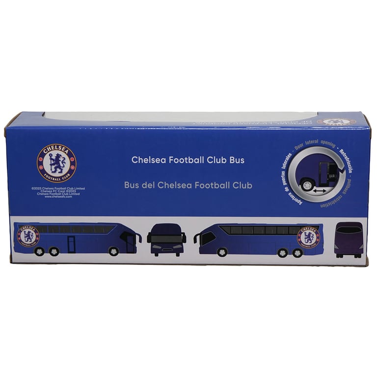 Chelsea FC Diecast Team Bus - Scaled Replica with Functioning Wheels and Opening Doors