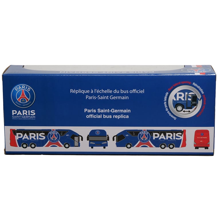Paris Saint Germain FC Diecast Team Bus - Scaled Replica with Functioning Wheels and Opening Doors