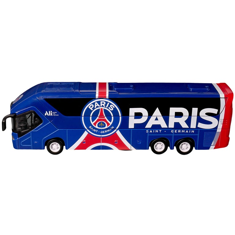 Paris Saint Germain FC Diecast Team Bus - Scaled Replica with Functioning Wheels and Opening Doors