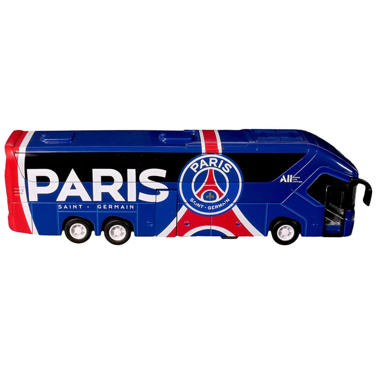 Paris Saint Germain FC Diecast Team Bus - Scaled Replica with Functioning Wheels and Opening Doors