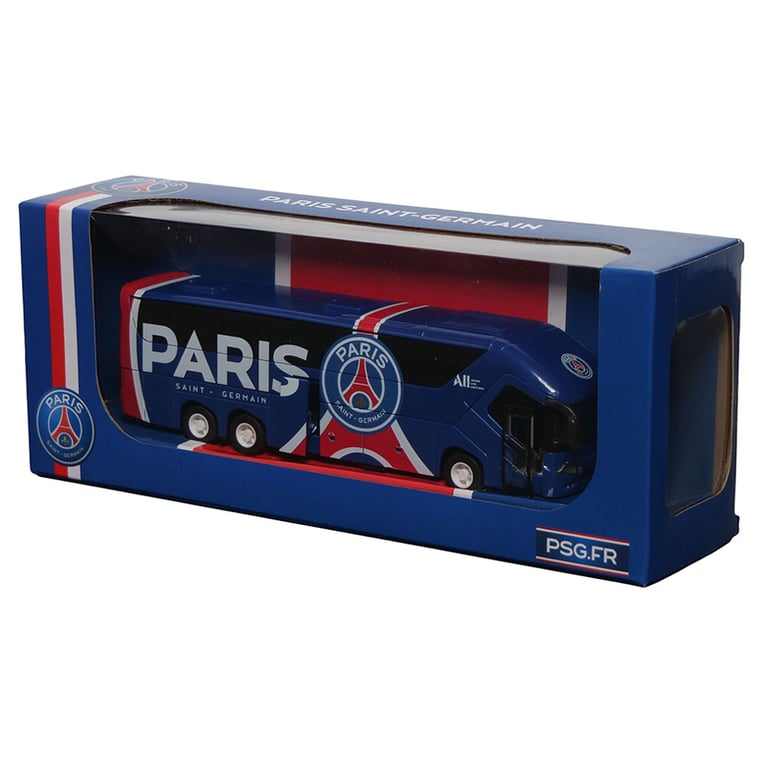 Paris Saint Germain FC Diecast Team Bus - Scaled Replica with Functioning Wheels and Opening Doors