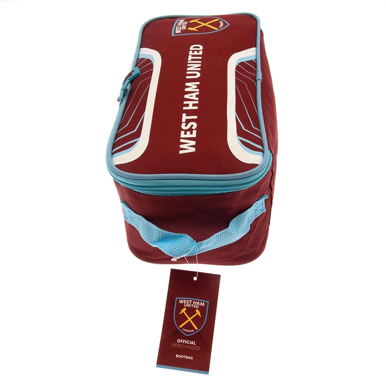 West Ham United FC Flash Boot Bag - Large Capacity Wipe Clean Polyester Bag with Club Crest and Double Zipped Opening