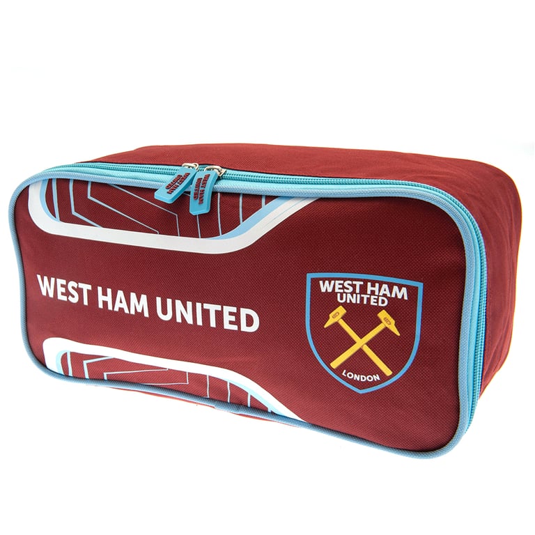 West Ham United FC Flash Boot Bag - Large Capacity Wipe Clean Polyester Bag with Club Crest and Double Zipped Opening