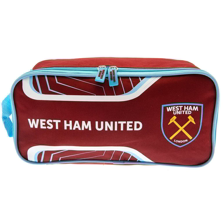 West Ham United FC Flash Boot Bag - Large Capacity Wipe Clean Polyester Bag with Club Crest and Double Zipped Opening