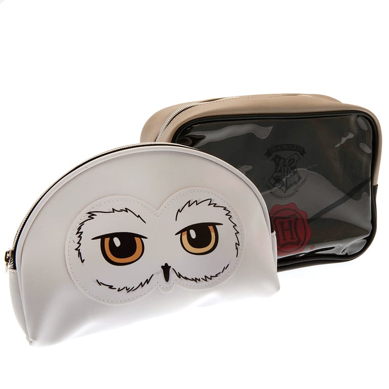 Harry Potter 2-Piece Premium Wash Bag Set - Hogwarts & Hedwig Owl Designs