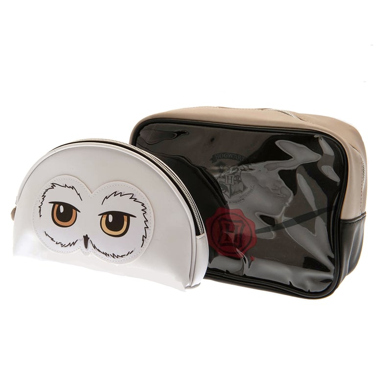 Harry Potter 2-Piece Premium Wash Bag Set - Hogwarts & Hedwig Owl Designs