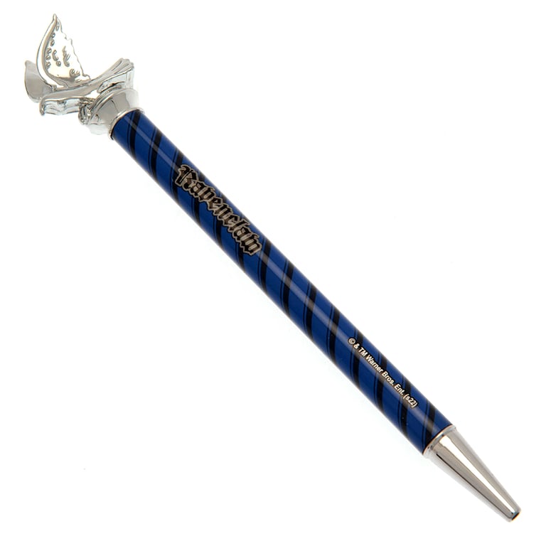 Harry Potter Ravenclaw Topper Ballpoint Pen - Silver Tip and Black Ink Writing Tool