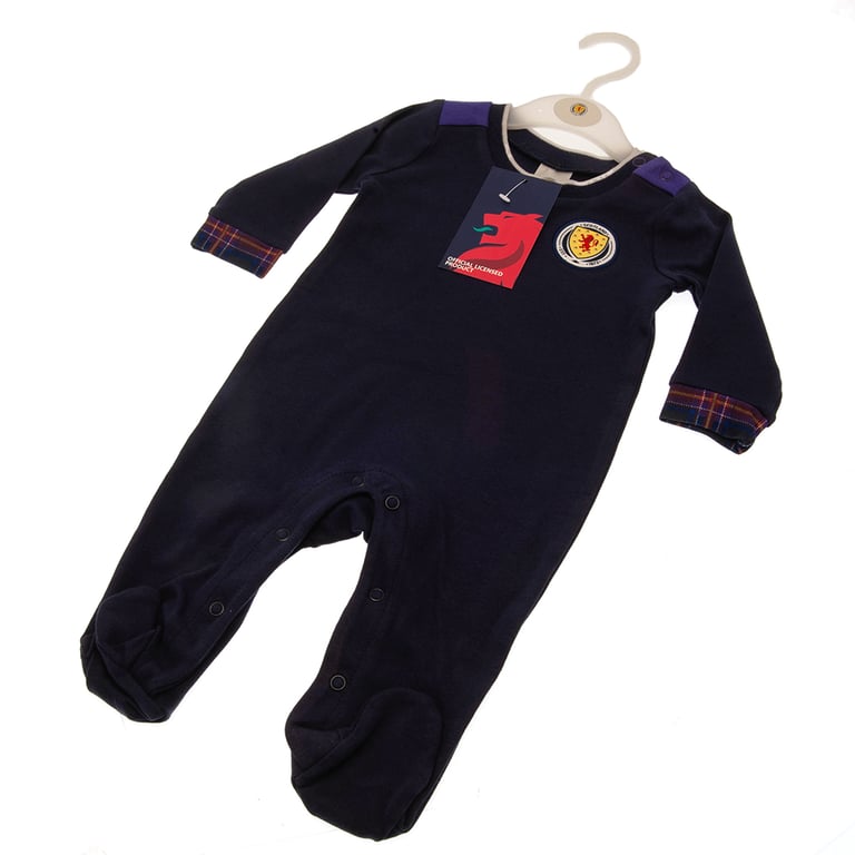 Scottish FA Navy and White Baby Sleepsuit (6-9 Months) - Cotton Football Kit Inspired Design