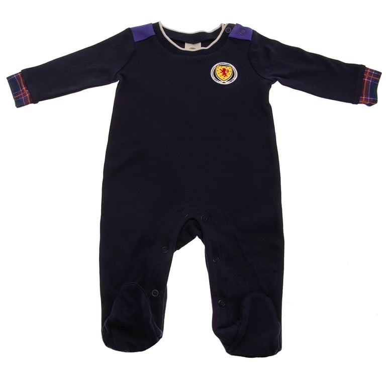 Scottish FA Navy and White Baby Sleepsuit (6-9 Months) - Cotton Football Kit Inspired Design