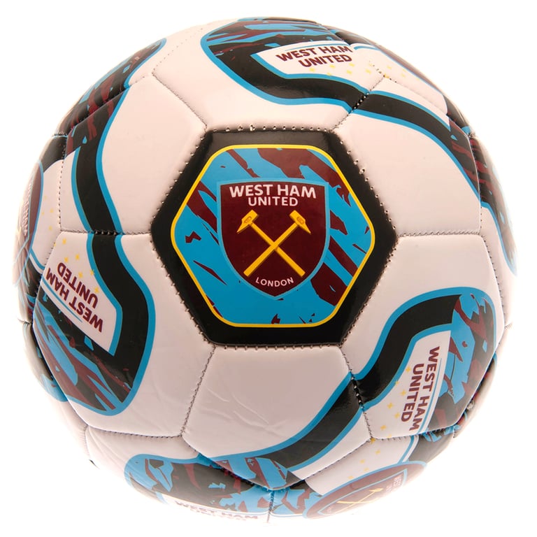 West Ham United FC Tracer Football - Claret Blue White 26 Panel PVC Ball with Hammers Crests Design