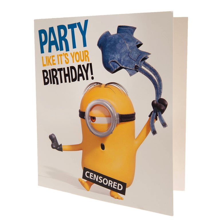 Minions Birthday Card Party - Colourful Gloss Finish Birthday Greetings with Stuart