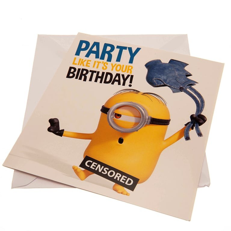 Minions Birthday Card Party - Colourful Gloss Finish Birthday Greetings with Stuart