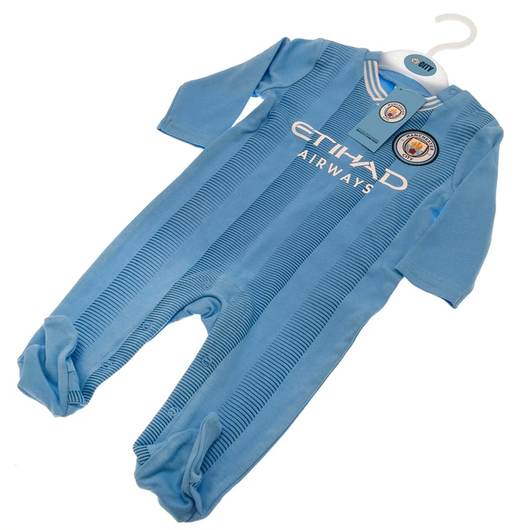 Manchester City FC Baby Sleepsuit - Soft Cotton Design Inspired by 2023-24 Season Kit