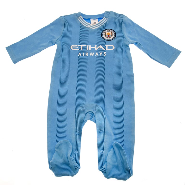 Manchester City FC Baby Sleepsuit - Soft Cotton Design Inspired by 2023-24 Season Kit