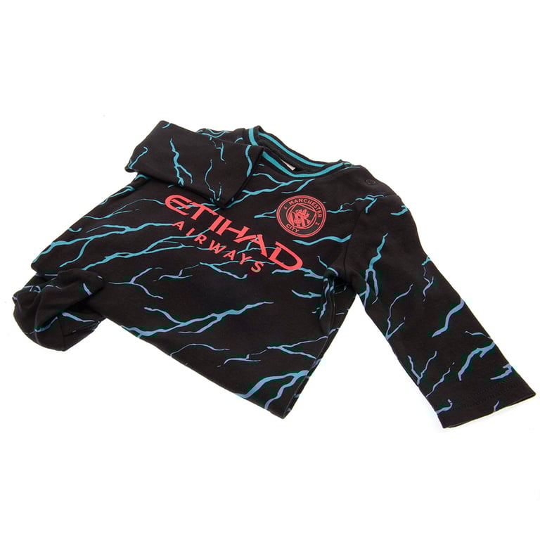 Manchester City FC Long Sleeved Baby Sleepsuit (0/3 Months) - Soft Cotton Design
