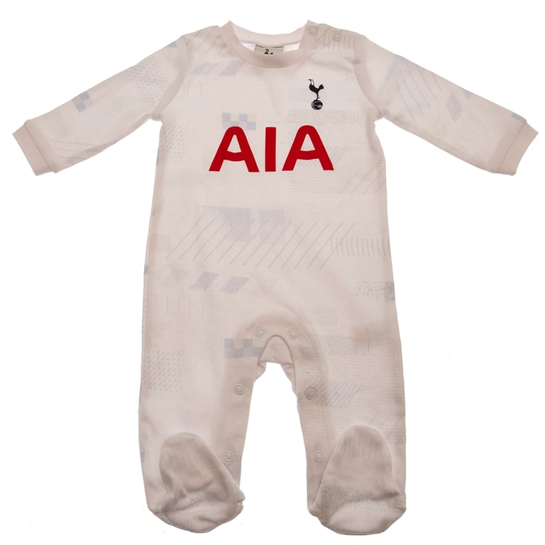 Tottenham Hotspur FC Baby Sleepsuit - 100 Cotton, Geometric Pattern, Club Crest Design