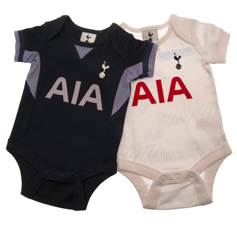 Tottenham Hotspur FC 2 Pack Cotton Bodysuit - Multi Design Twin Pack with Sponsor Crest