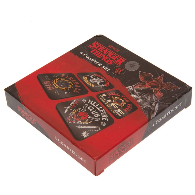 Stranger Things Hellfire Club Cork Coasters Set - Gloss Print Home Decor