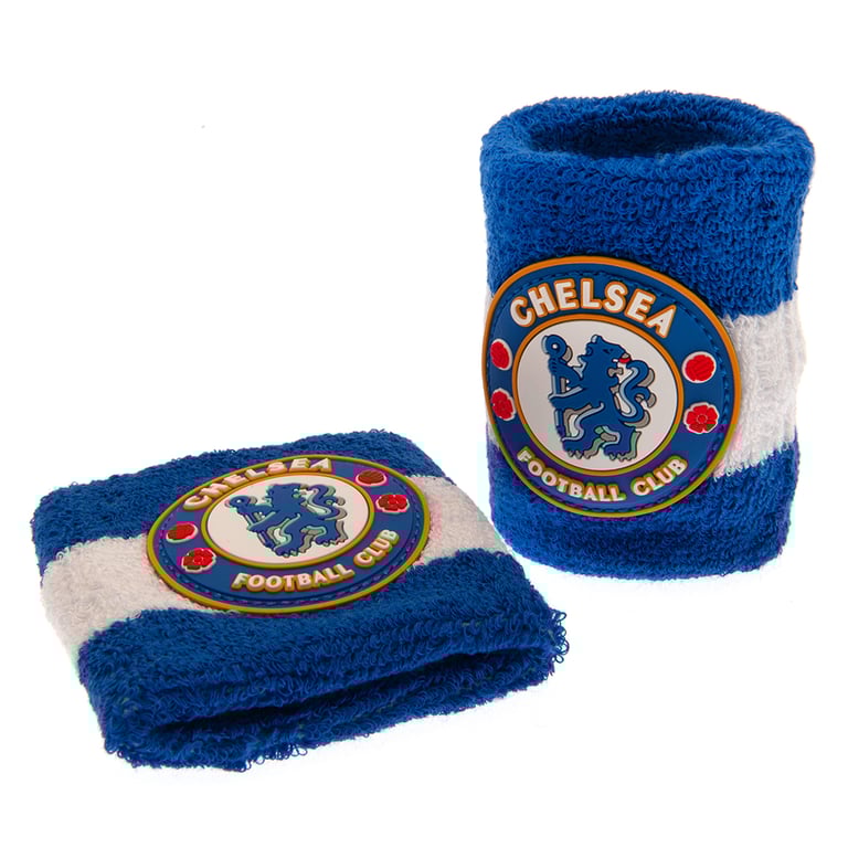 Chelsea FC Soft Cotton Wristbands - Blue & White Club Crest Design, One Size Fits All