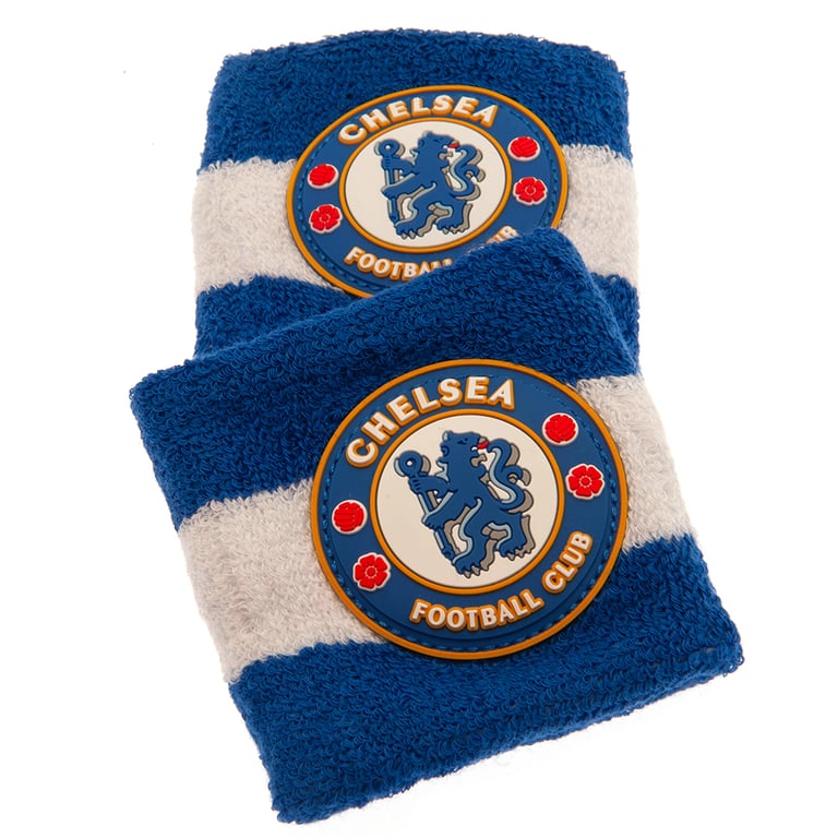 Chelsea FC Soft Cotton Wristbands - Blue & White Club Crest Design, One Size Fits All